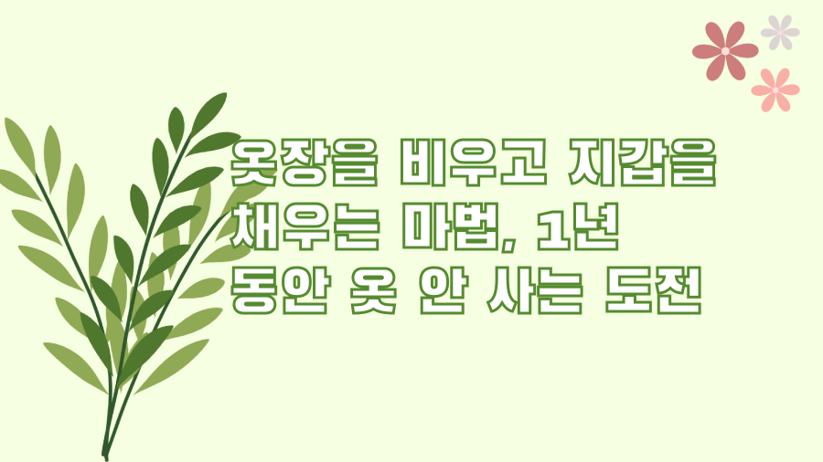 옷장을 비우고 지갑을 채우는 마법, 1년 동안 옷 안 사는 도전