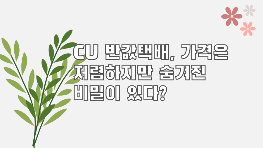 CU 반값택배, 가격은 저렴하지만 숨겨진 비밀이 있다?