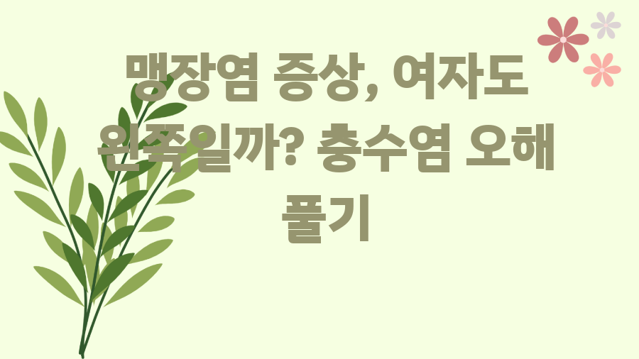 맹장염 증상, 여자도 왼쪽일까? 충수염 오해 풀기