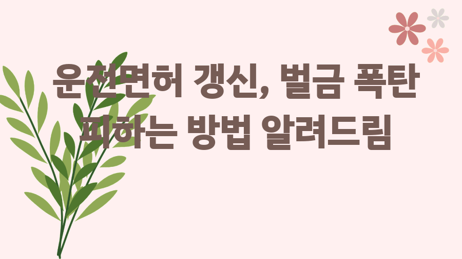 운전면허 갱신, 벌금 폭탄 피하는 방법 알려드림