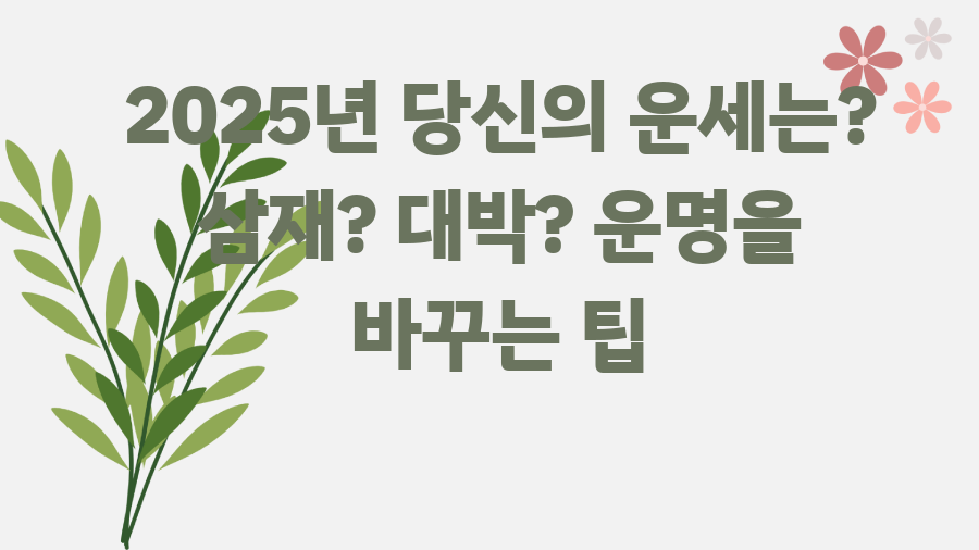 2025년 당신의 운세는? 삼재? 대박? 운명을 바꾸는 팁