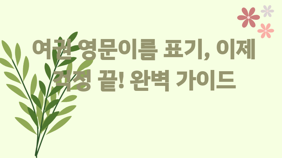 여권 영문이름 표기, 이제 걱정 끝! 완벽 가이드