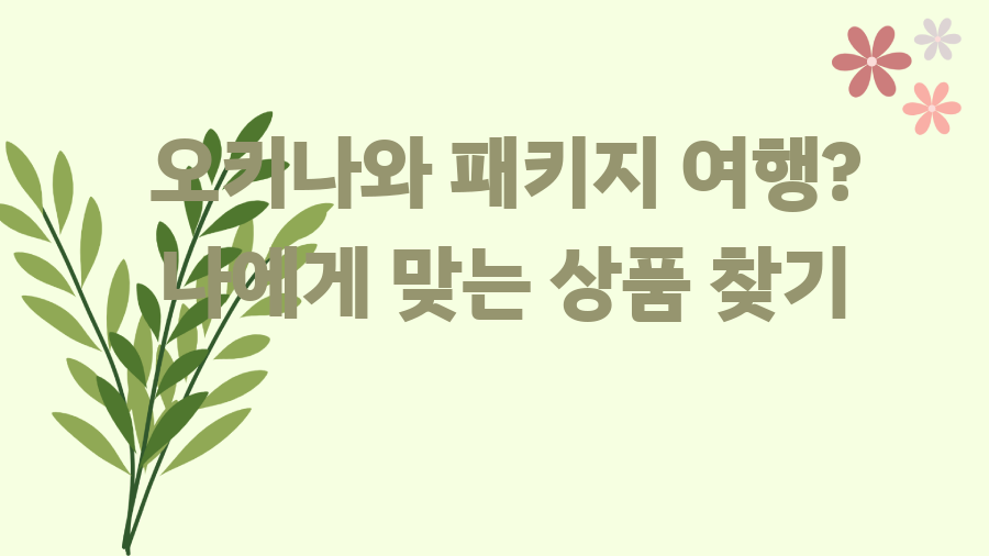 오키나와 패키지 여행? 나에게 맞는 상품 찾기