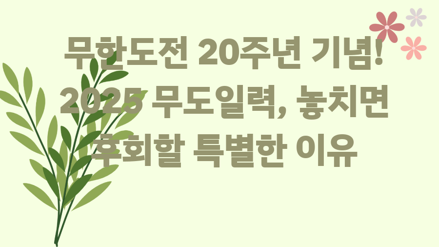 무한도전 20주년 기념! 2025 무도일력, 놓치면 후회할 특별한 이유