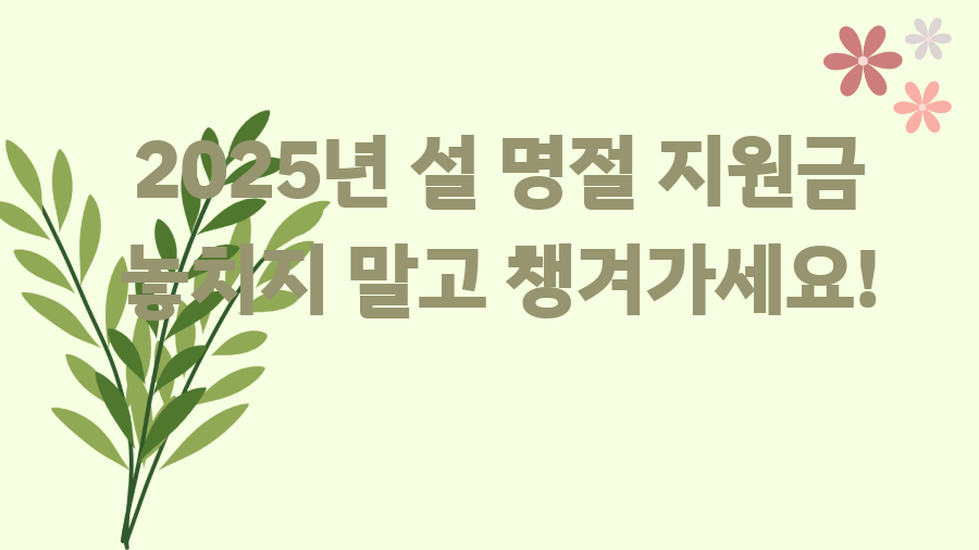 2025년 설 명절 지원금 놓치지 말고 챙겨가세요!