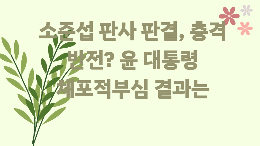 소준섭 판사 판결, 충격 반전? 윤 대통령 체포적부심 결과는