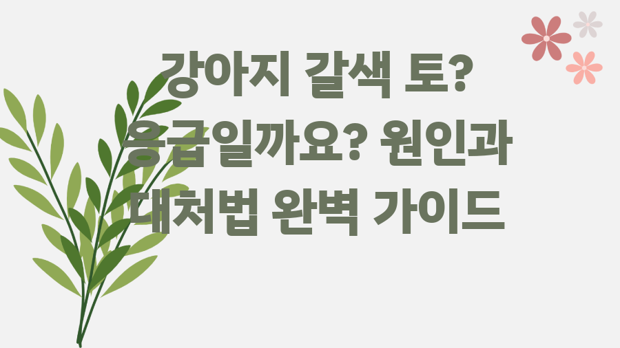 강아지 갈색 토? 응급일까요? 원인과 대처법 완벽 가이드