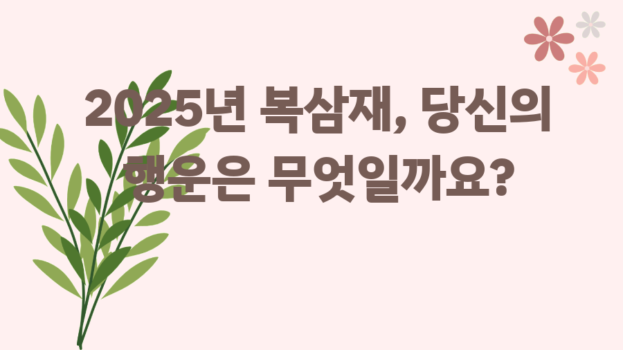 2025년 복삼재, 당신의 행운은 무엇일까요?