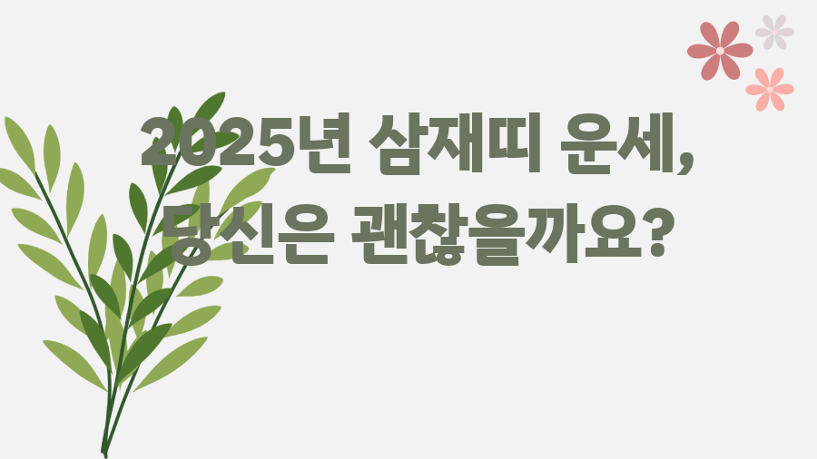 2025년 삼재띠 운세, 당신은 괜찮을까요?