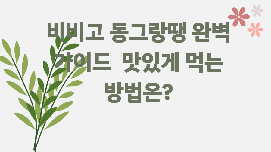 비비고 동그랑땡 완벽 가이드 맛있게 먹는 방법은?