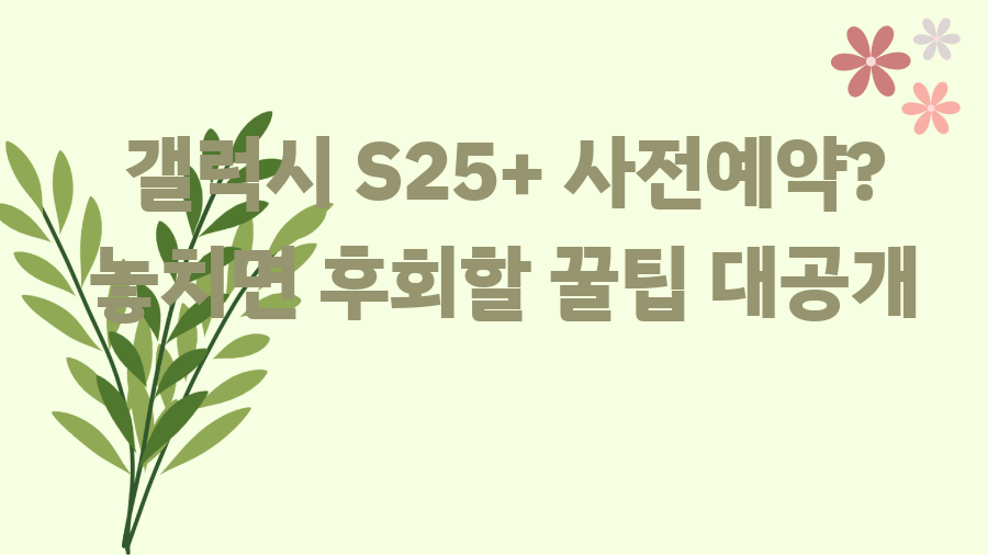 갤럭시 S25+ 사전예약? 놓치면 후회할 꿀팁 대공개