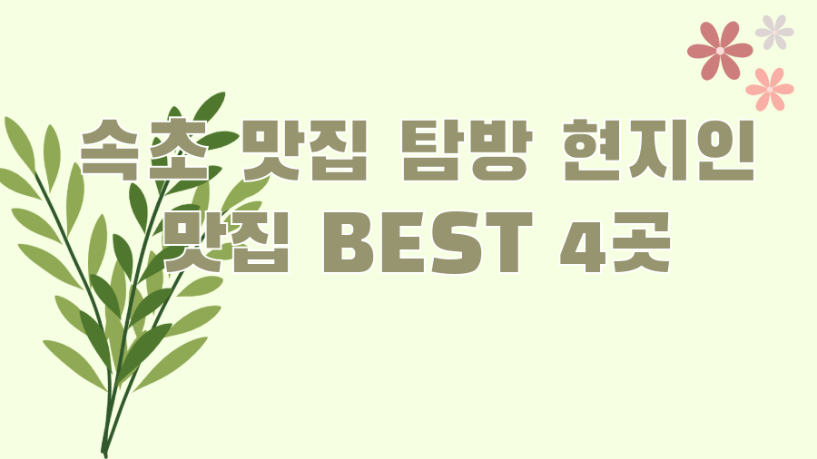 속초 맛집 탐방 현지인 맛집 BEST 4곳