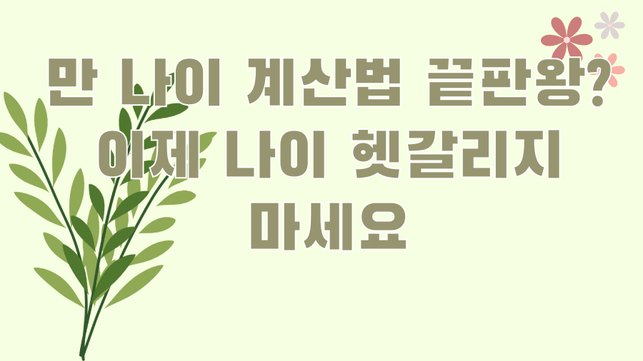 만 나이 계산법 끝판왕? 이제 나이 헷갈리지 마세요