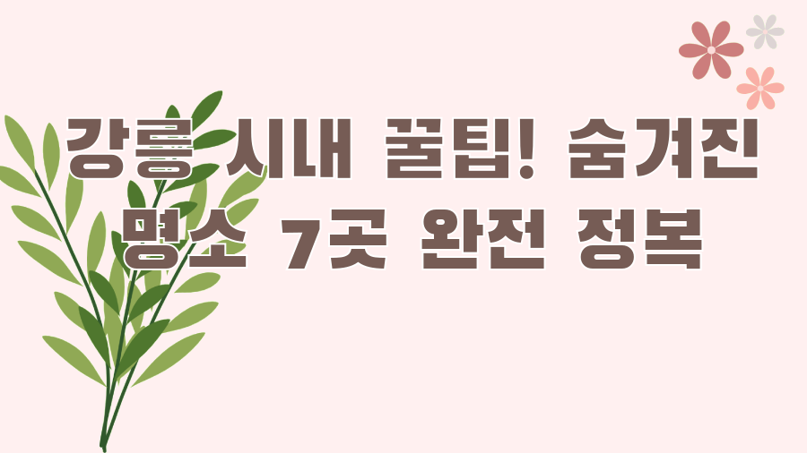 강릉 시내 꿀팁! 숨겨진 명소 7곳 완전 정복